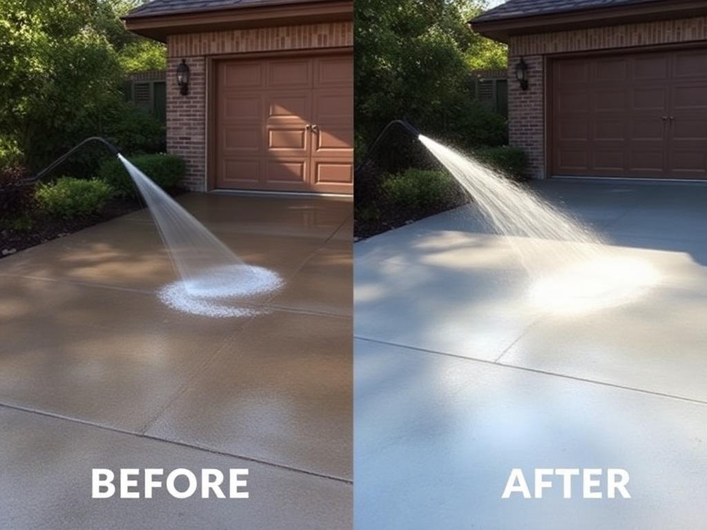 Pressure washing before and after
